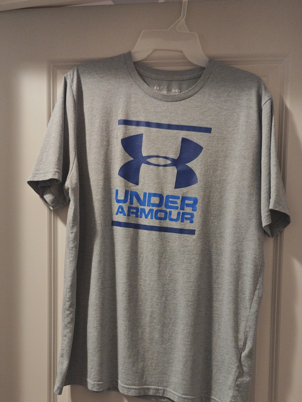 Under Armour Light Gray Short Sleeve Tee with Blue Logo